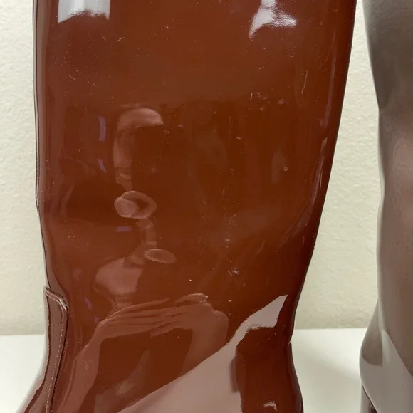 Loeffler Randall 35mm Indy Knee High Boot Chocolate Patent Leather Size 8 - Picture 10 of 16